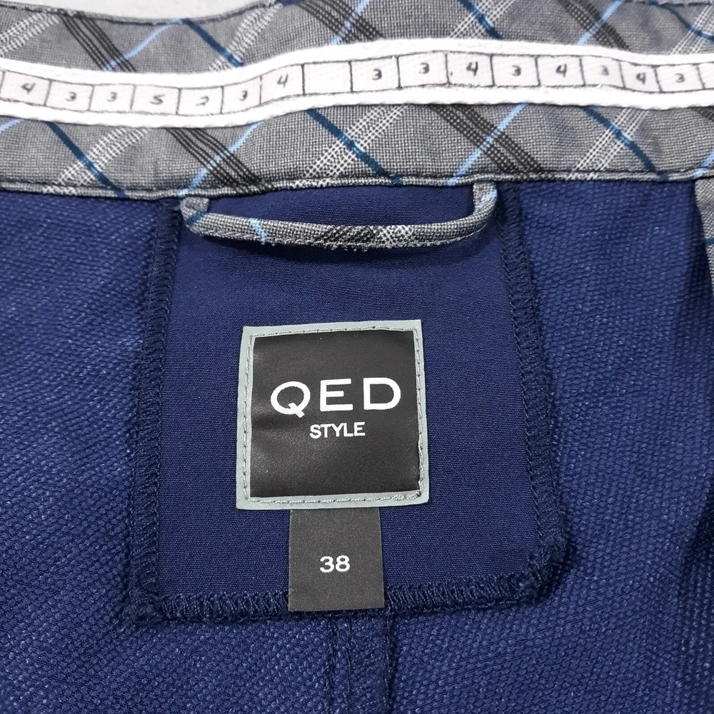 QED Style Shorts Mens Size 38 x 10 Navy Blue Nylon Blend Chino Flat Front Golf